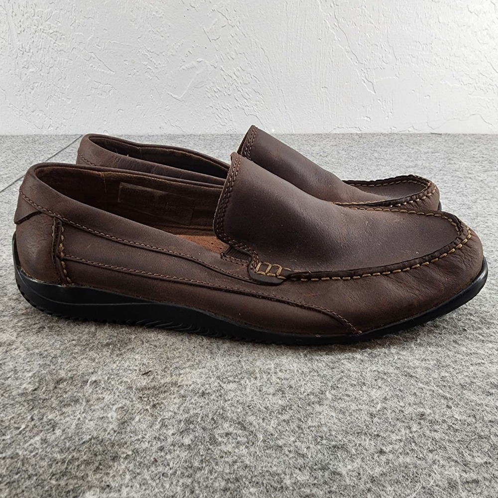 Clarks Brown Leather Slip On Moc Toe Driving Loafers Mens 8.5M